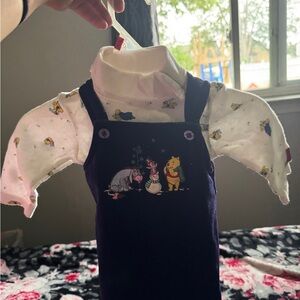Disney Winnie the Pooh Baby Purple velvet overalls